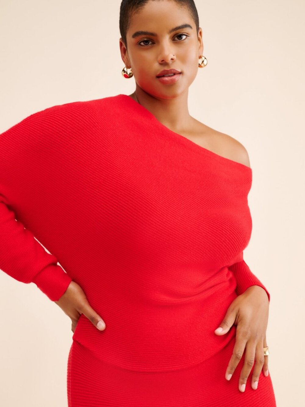 Eloquii One Shoulder Sweater Maxi Dress Red Size 26/28
